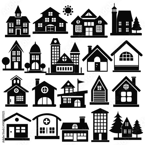 church and building set vector	

