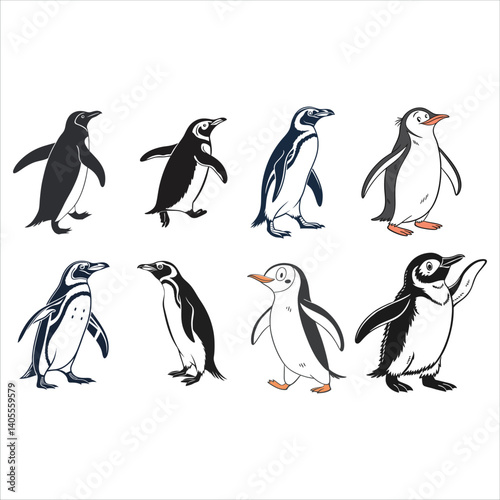 Penguin Vector bundle Cute and Versatile Graphics. This funny penguin features a variety of adorable penguins in different poses, styles.