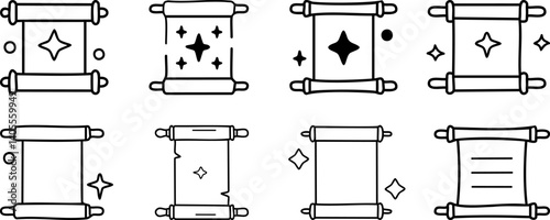 hand drawn magic scroll doodle illustration