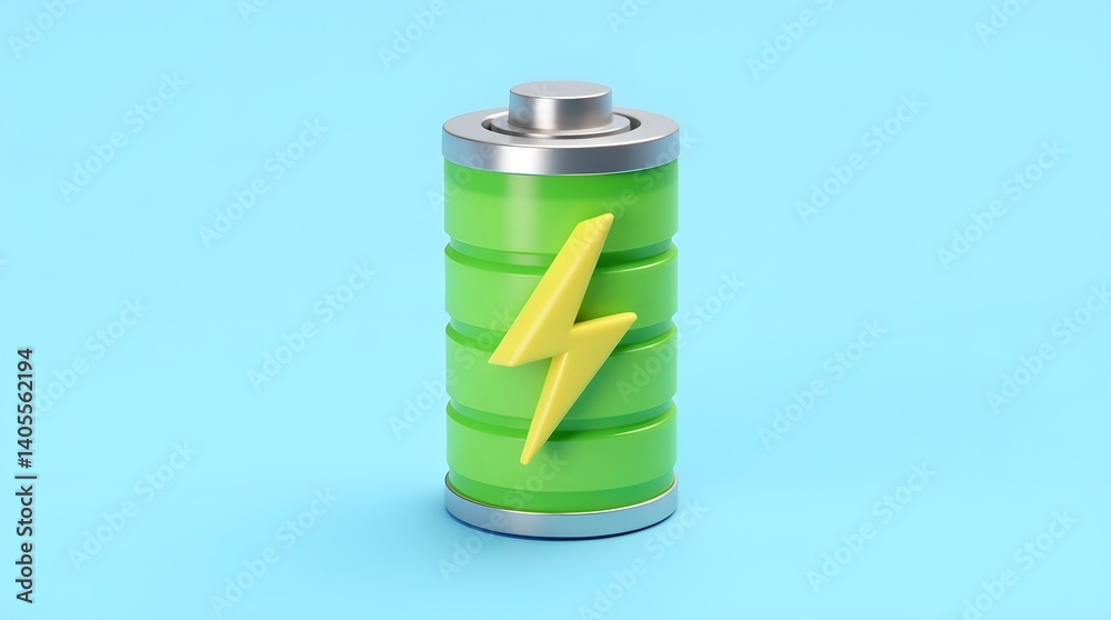 Green battery with yellow lightning bolt, 3D rendering. Energy concept, power symbol. Ideal for tech, eco, and innovation designs. Green battery with yellow lightning bolt, 3D rendering. Energy concept, power symbol. Ideal for tech, eco, and innovation designs.