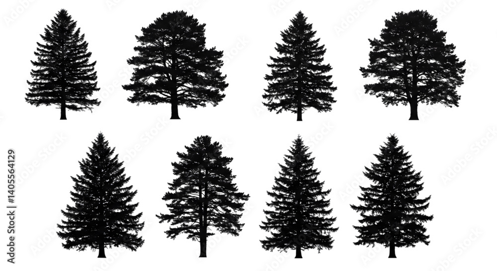 Fototapeta premium Create Stunning Designs with Transparent Evergreen Trees