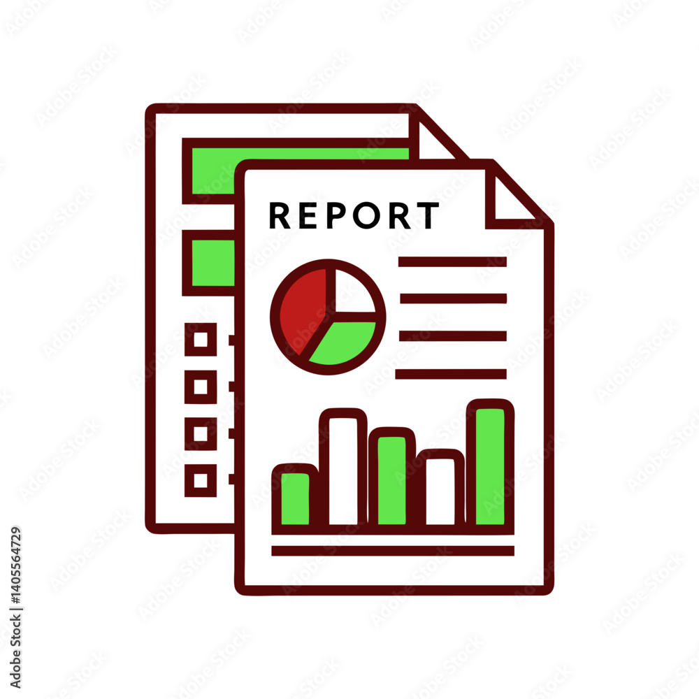 Financial Report Icon Featuring Graphs and Charts Financial Report Icon Featuring Graphs and Charts