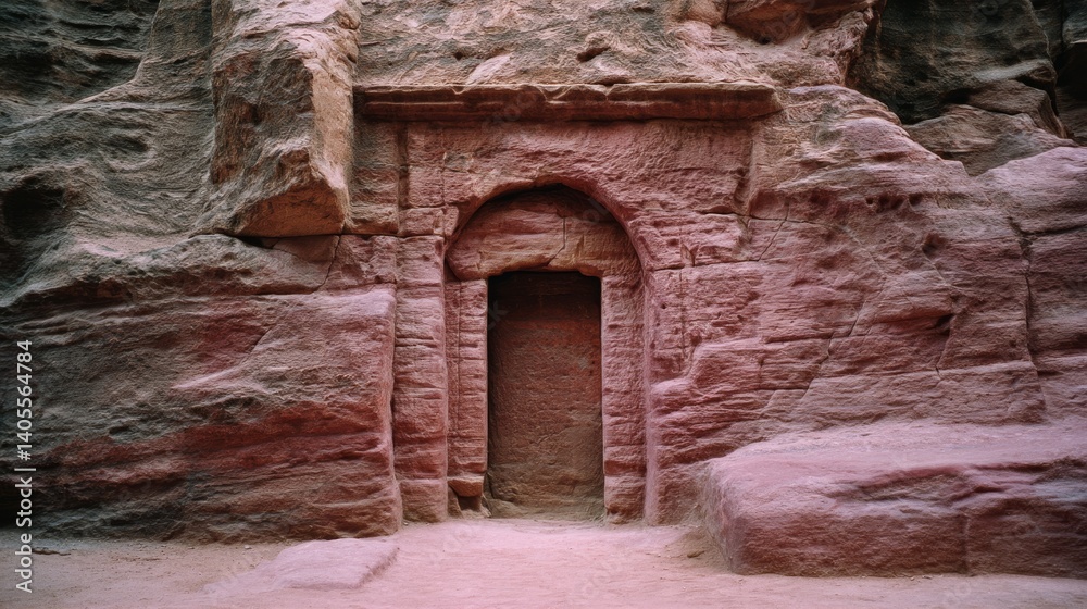 Fototapeta premium Weathered stone portal imbued with ancient mystery, invites speculation of forgotten tales within a rugged landscape.