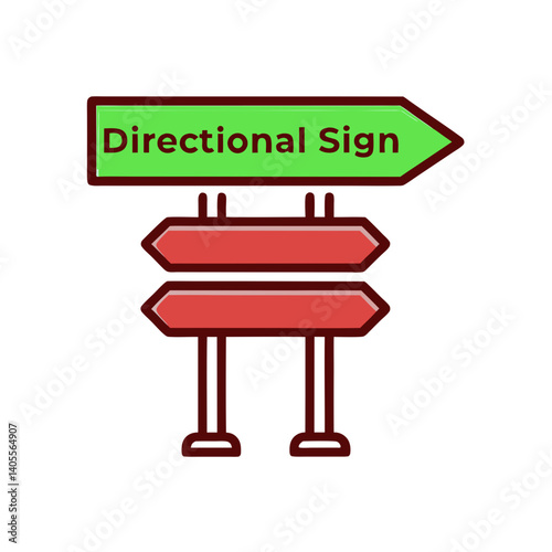 Directional Sign Icon with Green and Red Colors  