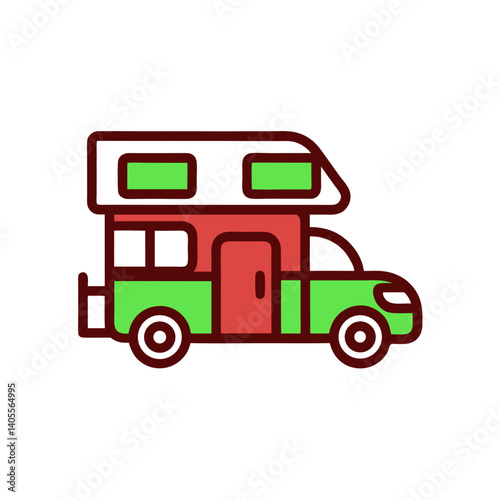 Colorful Camping Caravan Icon for Outdoor Adventures  