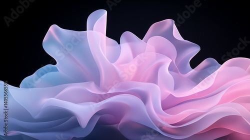 Abstract Pink Blue Flower on Black Background