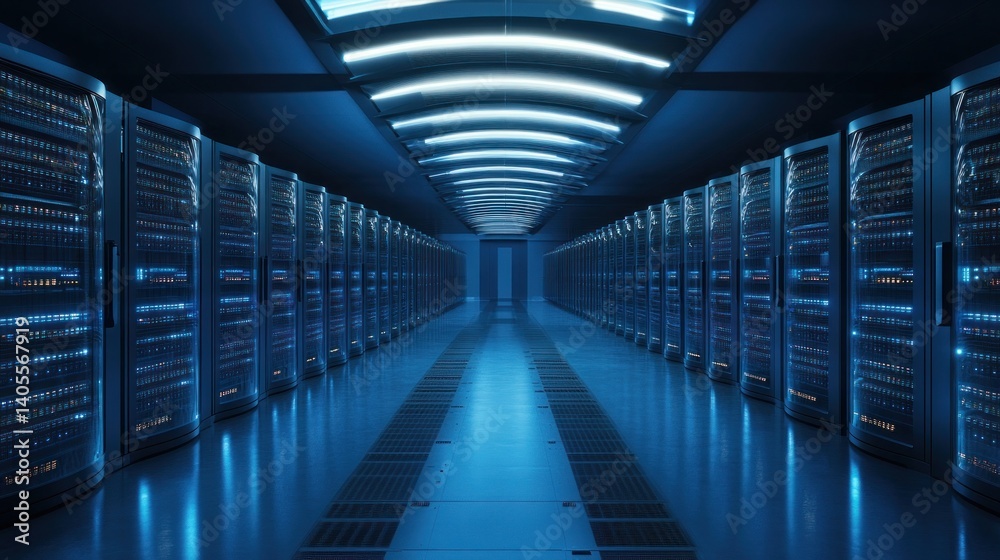 Fototapeta premium Futuristic server room interior