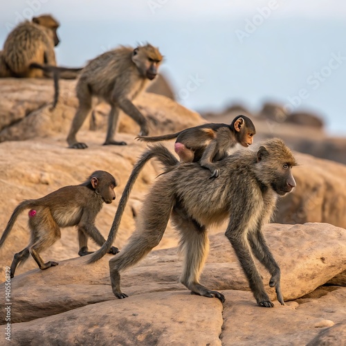 mother and baby baboon