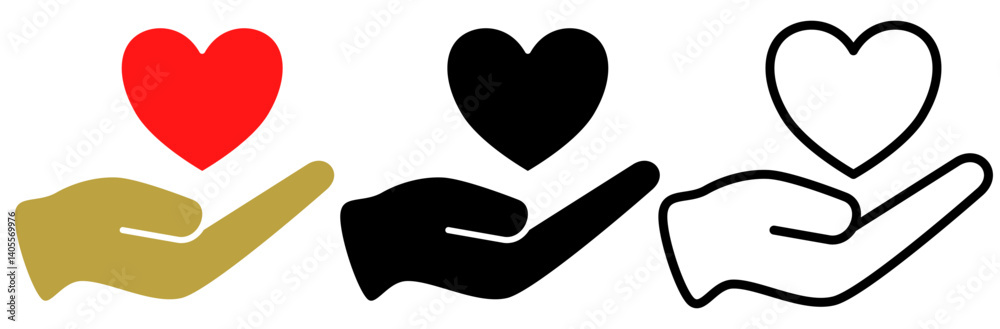 hand icon with heart, simple flat style, illustration, logo sign symbol pictogram template, for ui or ux isolated on white for mobile app, editable hand icon with heart, simple flat style, illustration, logo sign symbol pictogram template, for ui or ux isolated on white for mobile app, editable
