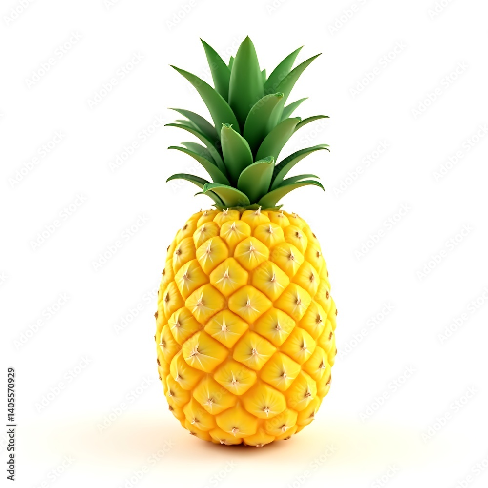 Ripe pineapple vibrant yellow green leaves white Ripe pineapple vibrant yellow green leaves white