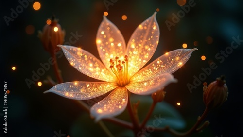 A magical flower blooming with radiance