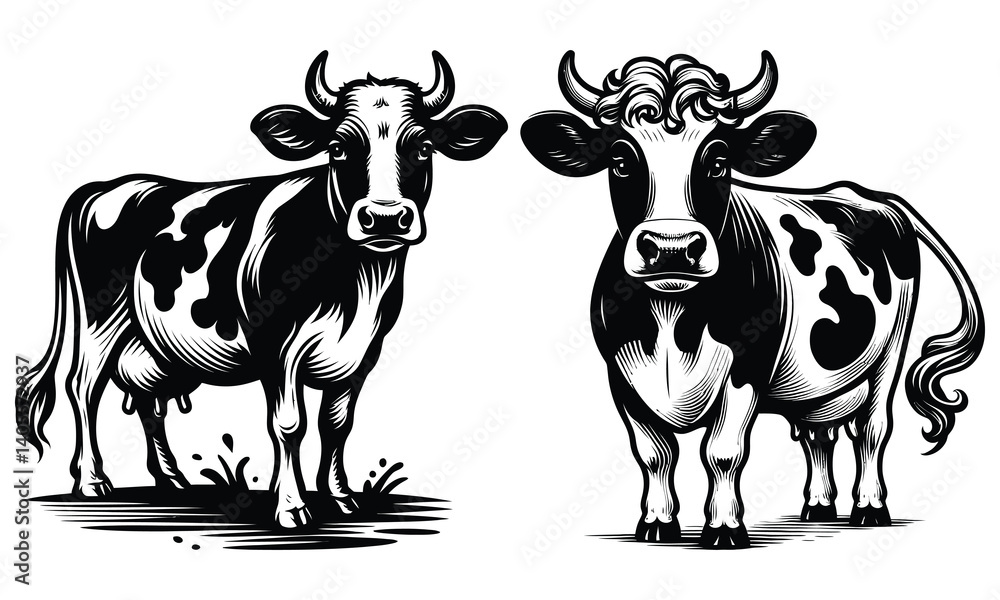 Fototapeta premium cow and calf