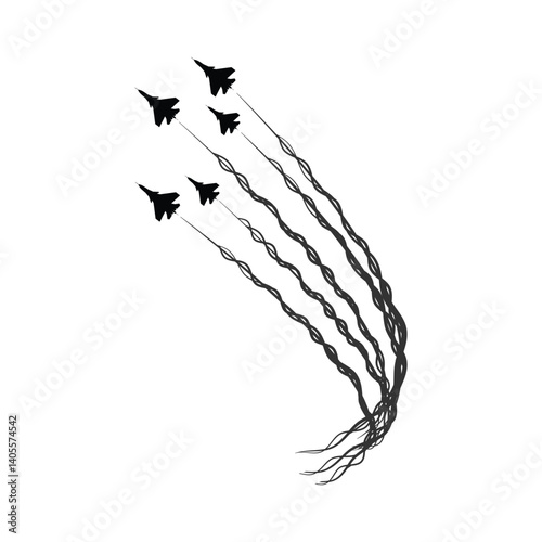 Jet Plane Silhouette With Smoke Trail
