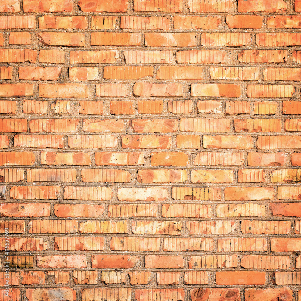 Fototapeta premium old brick wall background, red block brickwork texture