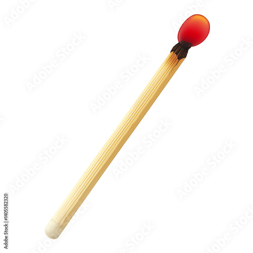 Obraz na płótnie Realistic close-up image of a single unused wooden matchstick with a red ignition head and slight charring on a transparent background w salonie