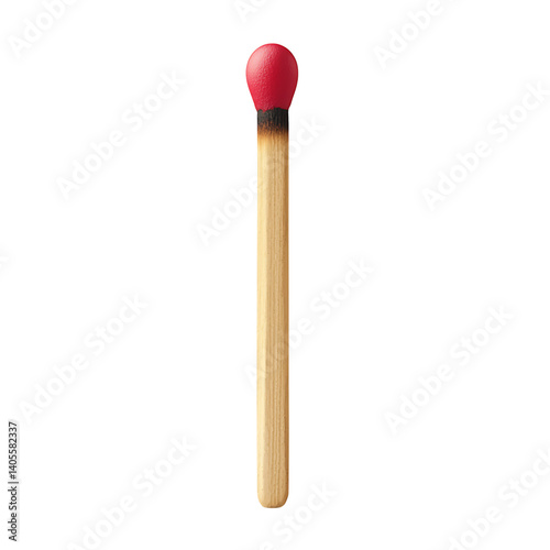Obraz na płótnie Realistic close-up image of a single unused wooden matchstick with a red ignition head and slight charring on a transparent background w salonie