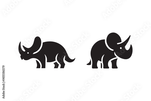 simple Triceratop silhouette icon vector isolated in white background