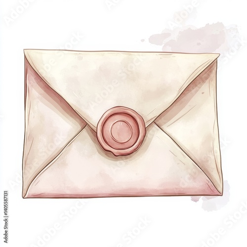 Vintage letter, watercolor style