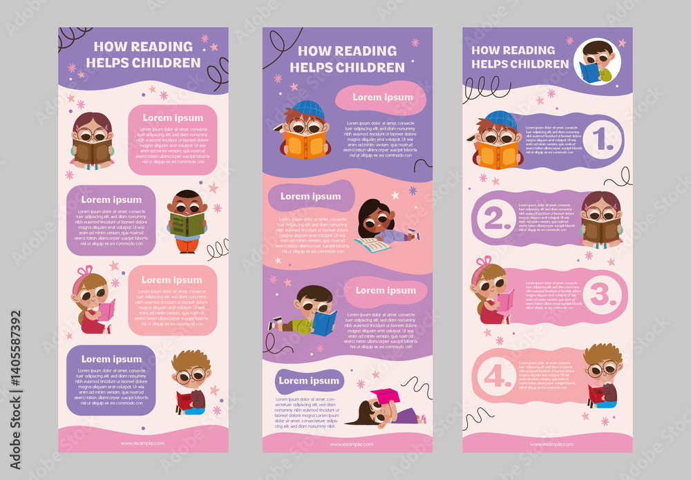 Purple And Pink Educational Reading Benefits Infographic Stock Template ...