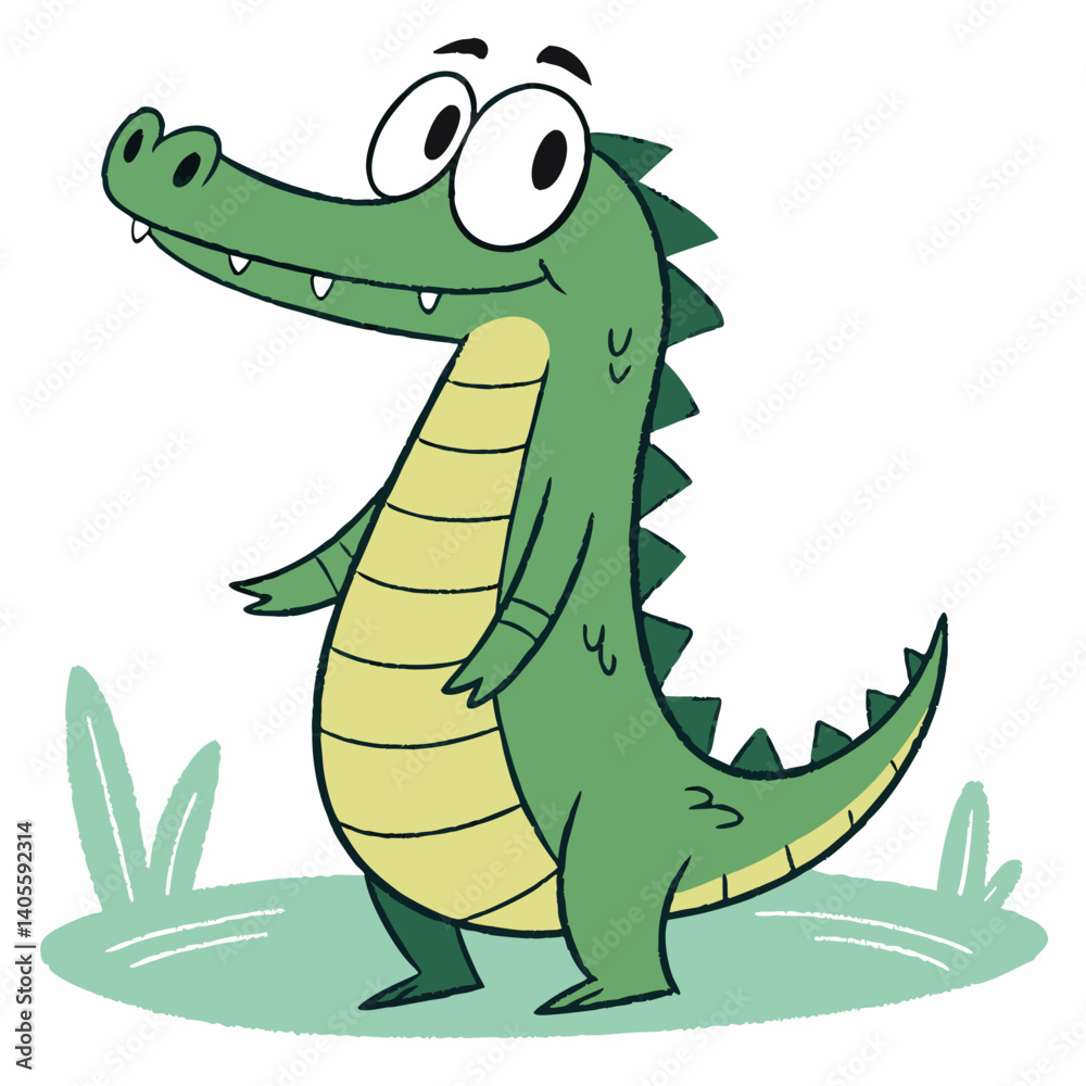 Fototapeta premium Flat Cartoon Vector Illustration Crocodile