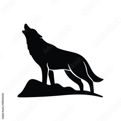 Wolf silhouette Black & White Vector art