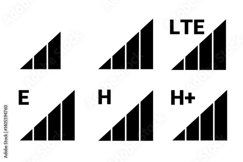 Mobile Network Signal Strength Indicators with Technology Labels