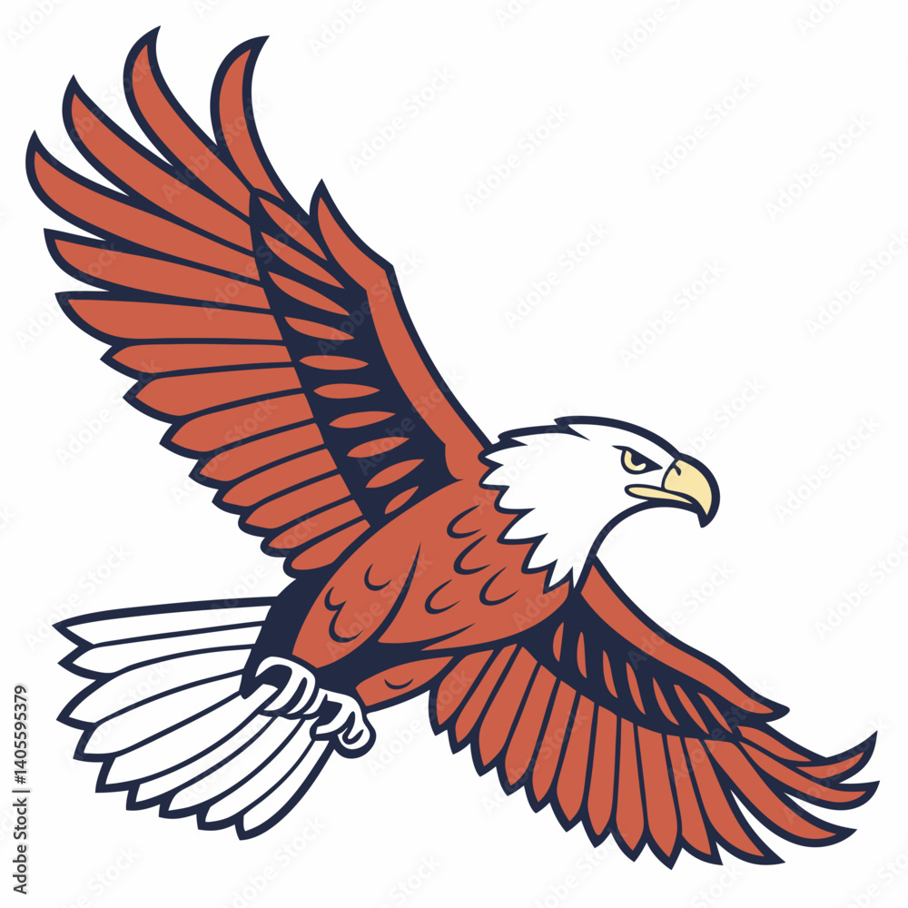 Naklejka premium Flat Cartoon Vector Illustration Eagle Bird