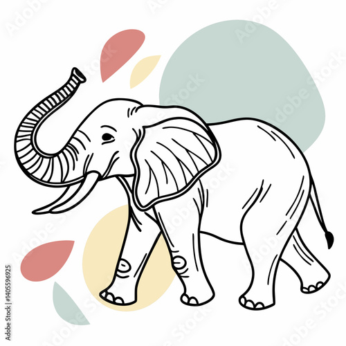 Flat Cartoon Vector Illustration Elephant