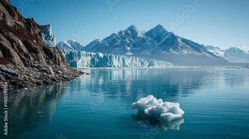 Glacial retreat exposing alpine coastline as climate change accelerates melting ice front