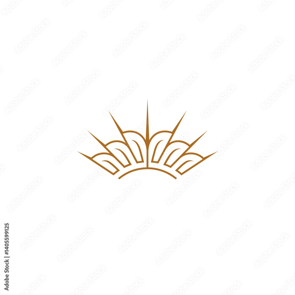 shining crown logo in gold color line art design style shining crown logo in gold color line art design style