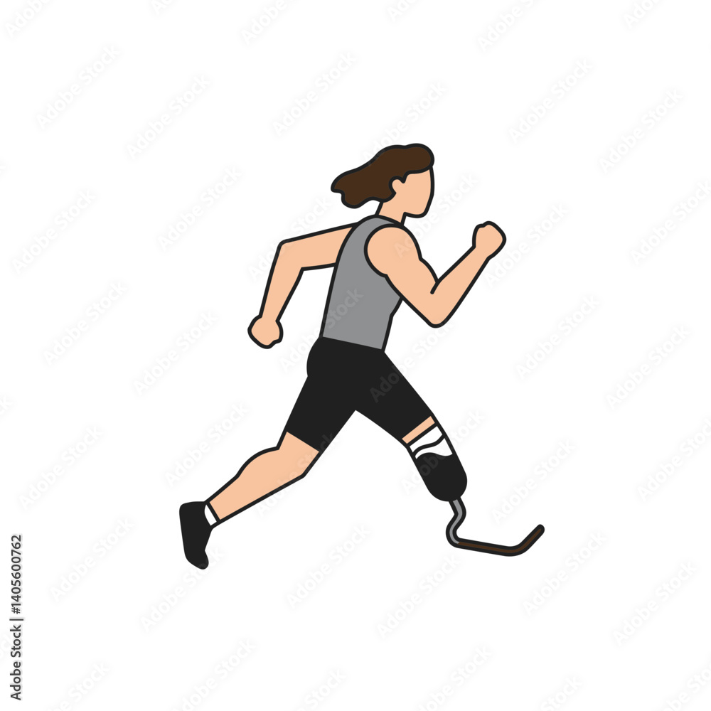 Running with Resilience: An athlete with a prosthetic limb fearlessly sprints, embodying strength, determination, and the spirit of overcoming challenges. Running with Resilience: An athlete with a prosthetic limb fearlessly sprints, embodying strength, determination, and the spirit of overcoming challenges.