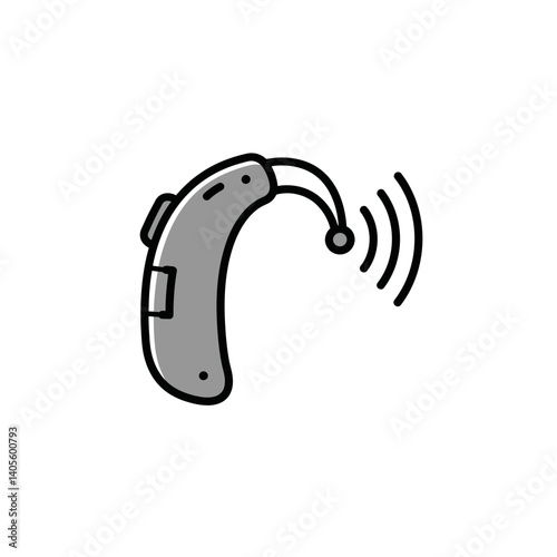 Hearing Aid: A minimalist illustration showcases a modern hearing aid, capturing the essence of auditory assistance and technological innovation with elegant simplicity.