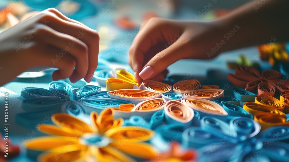 Obraz premium Creative Paper Crafting with Colorful Floral Designs