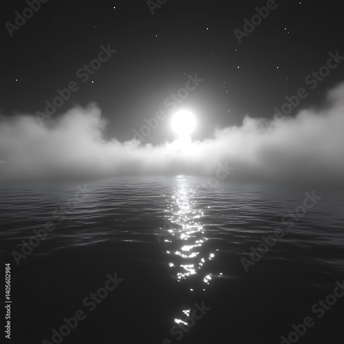 Moonlit Sea, Misty Night