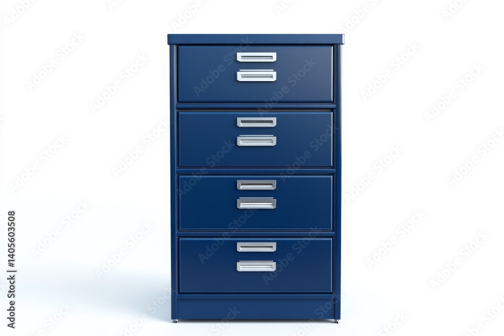Dark-blue, five-drawer metal filing cabinet Dark-blue, five-drawer metal filing cabinet