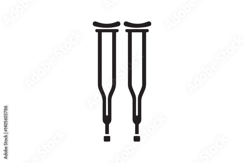 simple crutches Equipment silhouette icon vector isolated in white background	