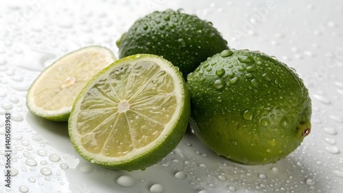 fresh lime sliced in water