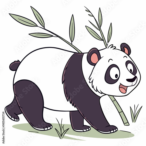 Flat Cartoon Vector Illustration Panda