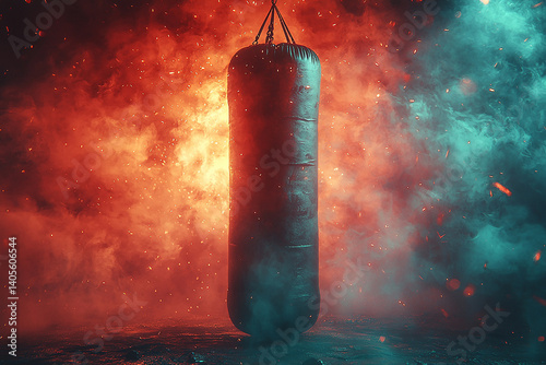 A person punching a standing punching bag