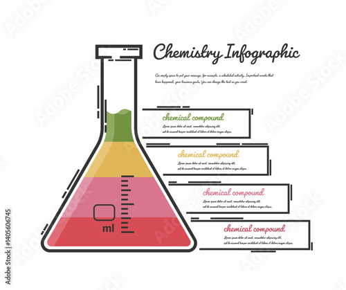 Erlenmeyer Flask elements Infographics concept, Education concept can used for science banner, Chemical infographic, Lab data, presentation Science, experiment report.