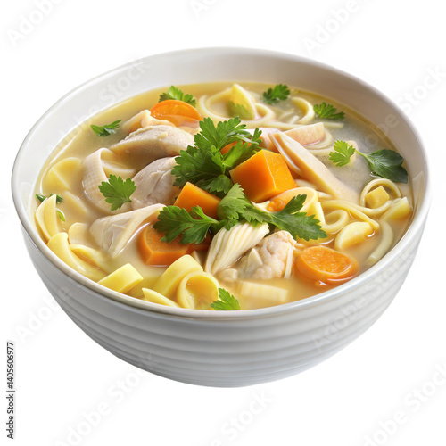 Delicious Chicken Noodle Soup in a Bowl Restaurant Food Photography