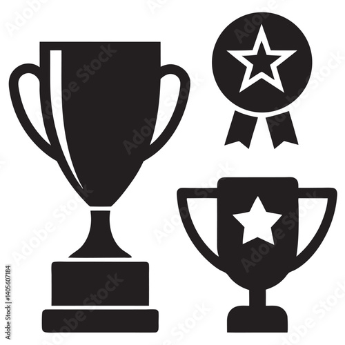 Set of winning award and prize icons trophy 