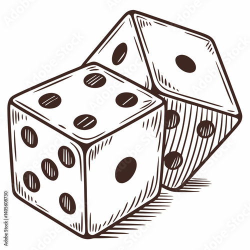 Dice with a Hand Drawn Sketch Style Vector Illustration