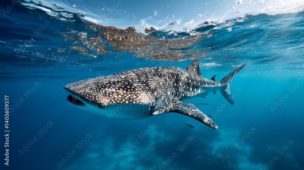 Fototapeta premium Generic Whale Shark Perspective Filtering Blue 9it2h2h