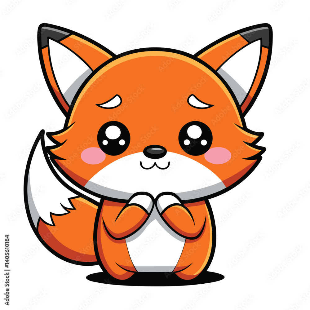 Cute Cartoon Fox with Pleading Expression Cute Cartoon Fox with Pleading Expression