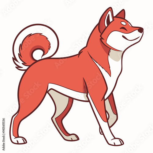 Flat Cartoon Vector Illustration Shiba Inu