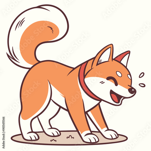 Flat Cartoon Vector Illustration Shiba Inu