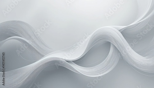 Flowing abstract waves in soft white tones digital art minimalistic design calm environment aesthetic viewpoint fluid concept for modern visual appeal