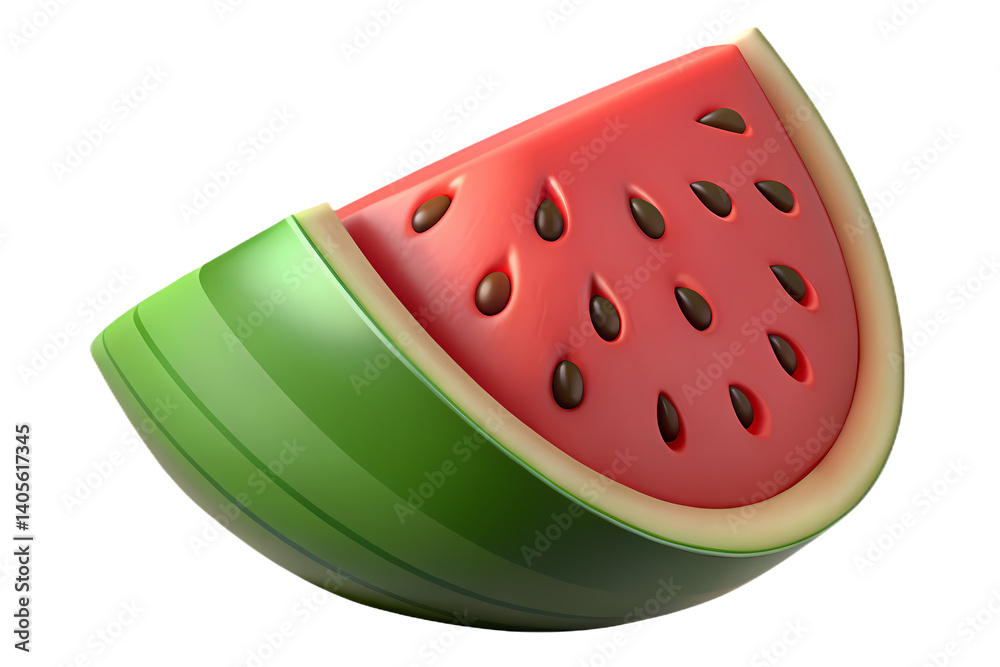 3D rendering watermelon slices and summer fruit on Transparent background, playful food illustration 3D rendering watermelon slices and summer fruit on Transparent background, playful food illustration