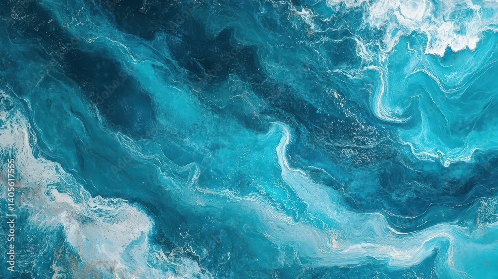 Abstract Blue Ocean Waves Art Abstract Blue Ocean Waves Art